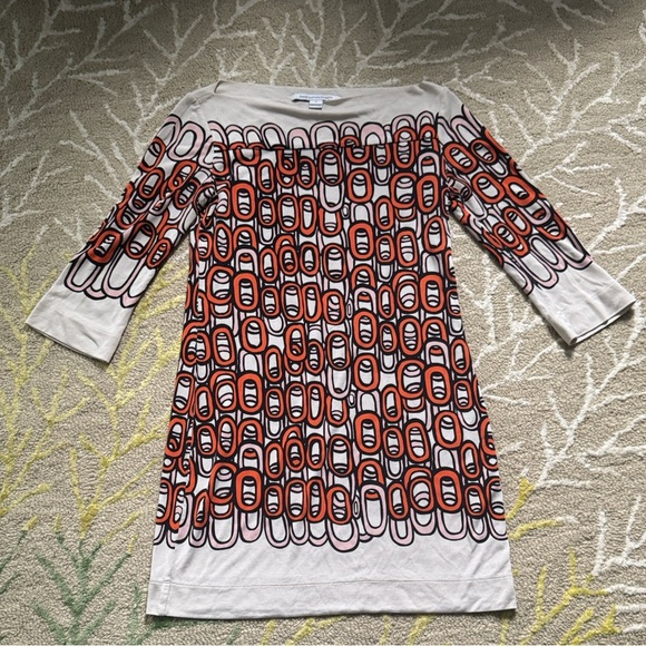 Diane Von furstenberg Ruri silk jersey boat neck chain print dress size 4 - Picture 1 of 5